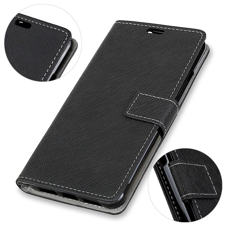 Cross Pattern Leather Magnetic Wallet Phone Case for Sony Xperia XA2 Ultra - Black-3