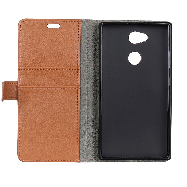 Litchi Skin PU Leather Wallet Stand Protective Shell for Sony Xperia XA2 Ultra - Brown-4