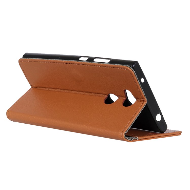 Litchi Skin PU Leather Wallet Stand Protective Shell for Sony Xperia XA2 Ultra - Brown-5