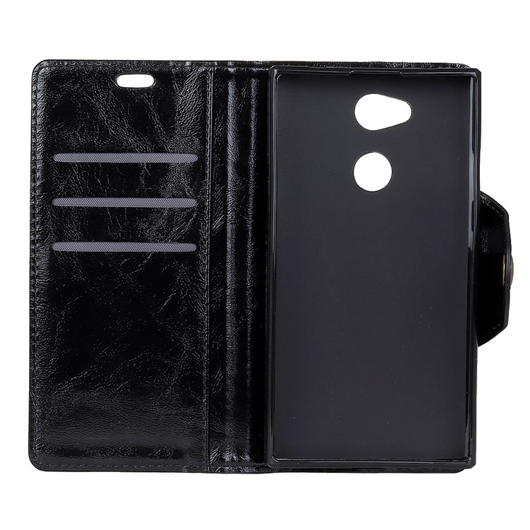 Textured PU Leather Wallet Stand Phone Case for Sony Xperia L2 - Black-4