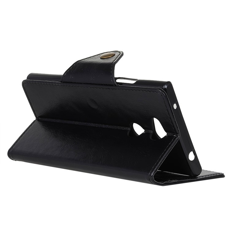 Textured PU Leather Wallet Stand Phone Case for Sony Xperia L2 - Black-5
