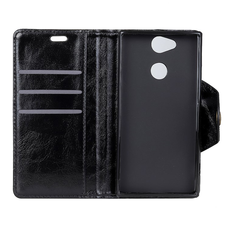 Textured PU Leather Wallet Stand Phone Case for Sony Xperia XA2 - Black-4