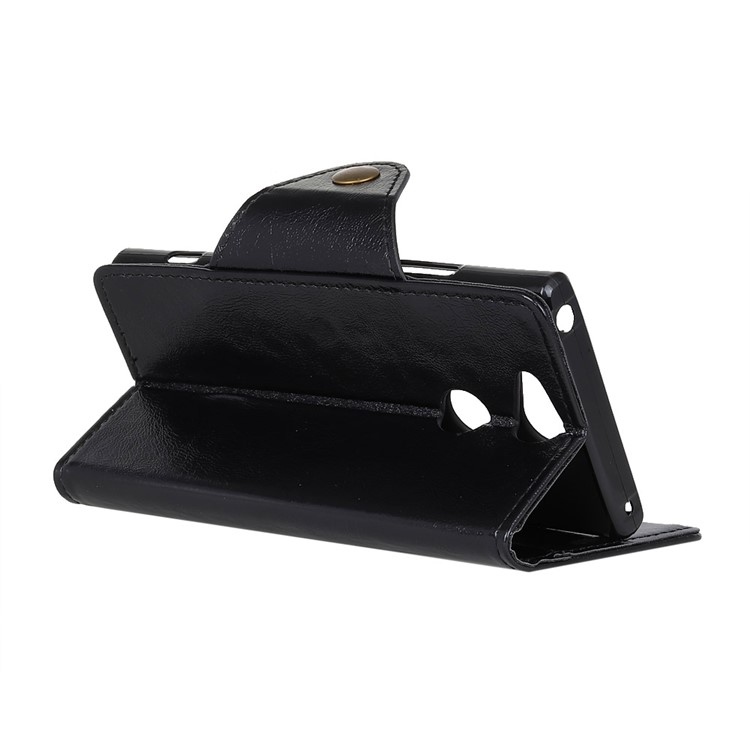 Textured PU Leather Wallet Stand Phone Case for Sony Xperia XA2 - Black-5
