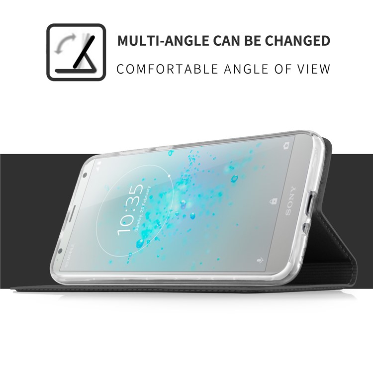 Auto-absorbed Card Holder Stand Leather Case for Sony Xperia XZ2 - Black-5