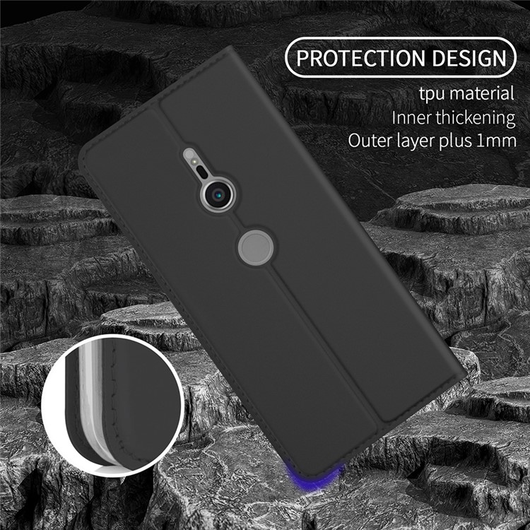 Auto-absorbed Card Holder Stand Leather Case for Sony Xperia XZ2 - Black-6