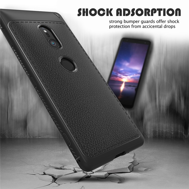 IVSO Gentry Series Leather Coated TPU Case for Sony Xperia XZ2 - Black-2