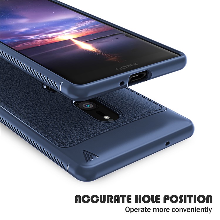 IVSO Gentry Series Leather Coated TPU Back Case for Sony Xperia XZ2 - Dark Blue-5