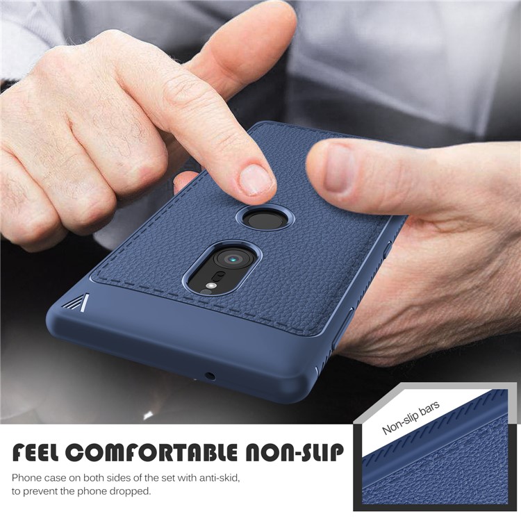 IVSO Gentry Series Leather Coated TPU Back Case for Sony Xperia XZ2 - Dark Blue-6