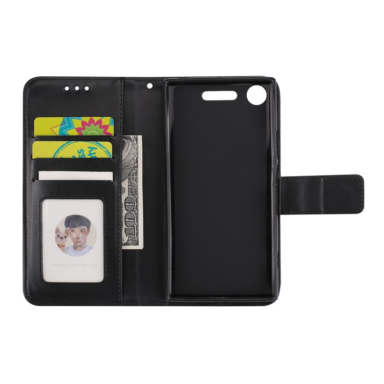 Imprinted Mandala Pattern Leather Wallet Case with Stand for Sony Xperia XZ1 - Black-6