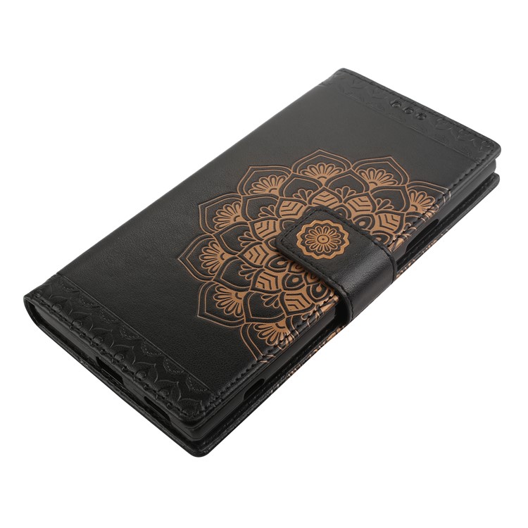 Imprinted Mandala Pattern PU Leather Wallet Case with Strap for Sony Xperia XA2 Ultra - Black-3