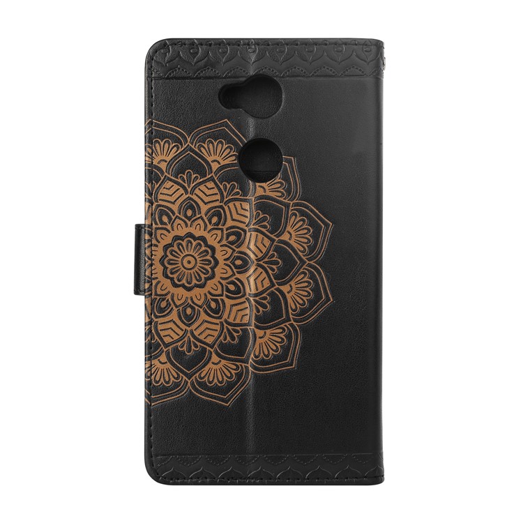 Imprinted Mandala Pattern Stand Wallet Leather Case for Sony Xperia L2 - Black-2