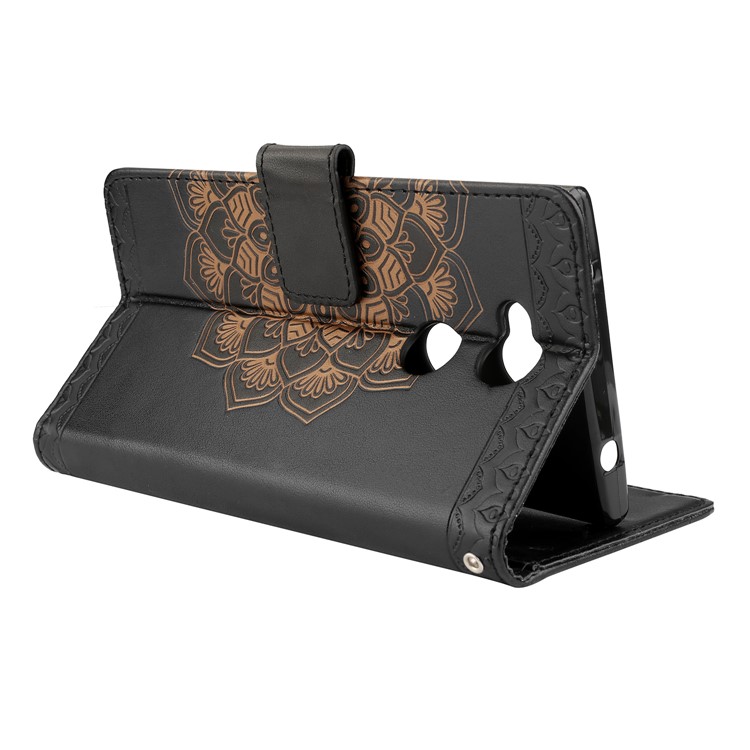Imprinted Mandala Pattern Stand Wallet Leather Case for Sony Xperia L2 - Black-5