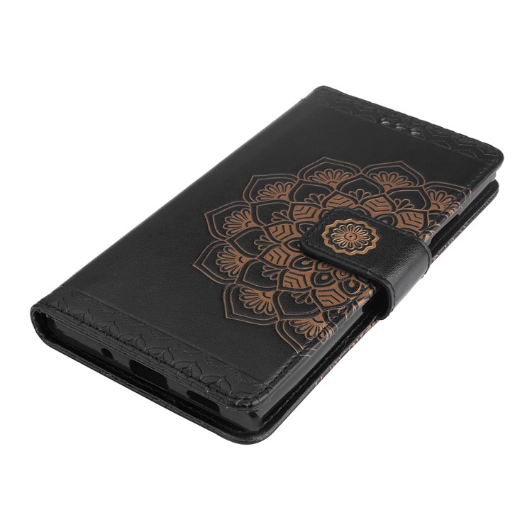 For Sony Xperia XA2 Imprinted Mandala Pattern PU Leather Wallet Case - Black-3