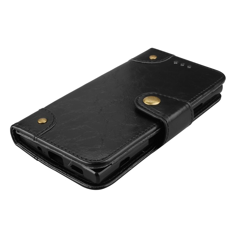 Oil Wax PU Leather 5-Slot Stand Phone Case for Sony Xperia XA2 - Black-3
