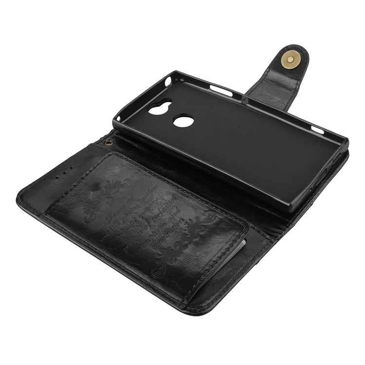 Oil Wax PU Leather 5-Slot Stand Phone Case for Sony Xperia XA2 - Black-4