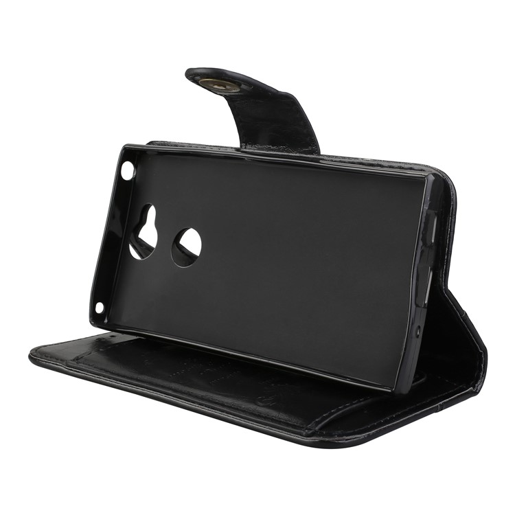 Oil Wax PU Leather 5-Slot Stand Phone Case for Sony Xperia XA2 - Black-5
