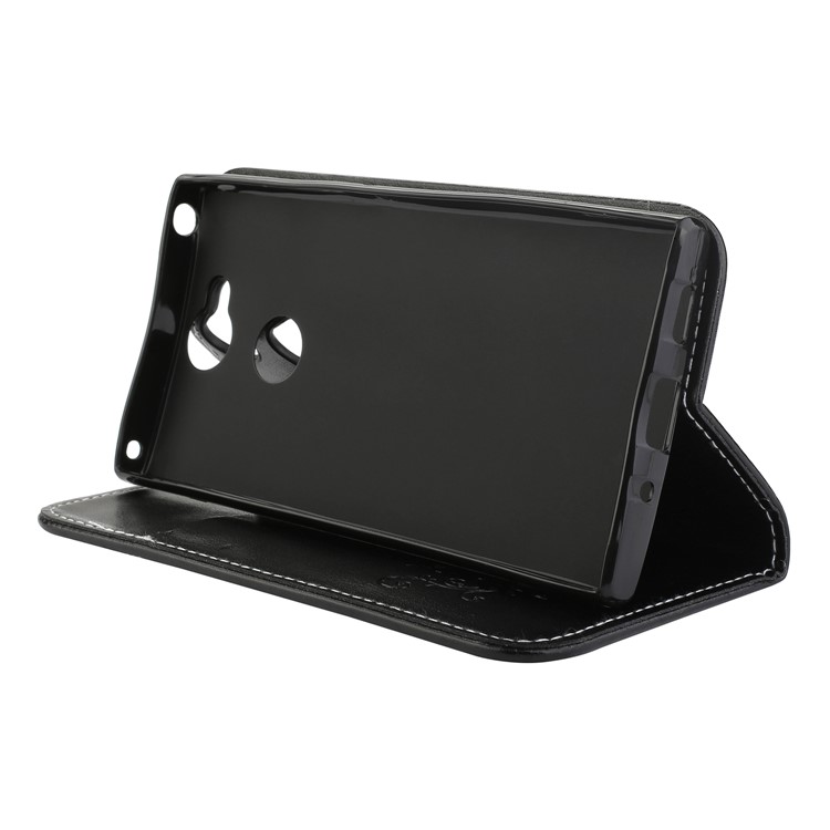 Imprinted Flower Pattern Leather Card Holder Case for Sony Xperia XA2 - Black-4