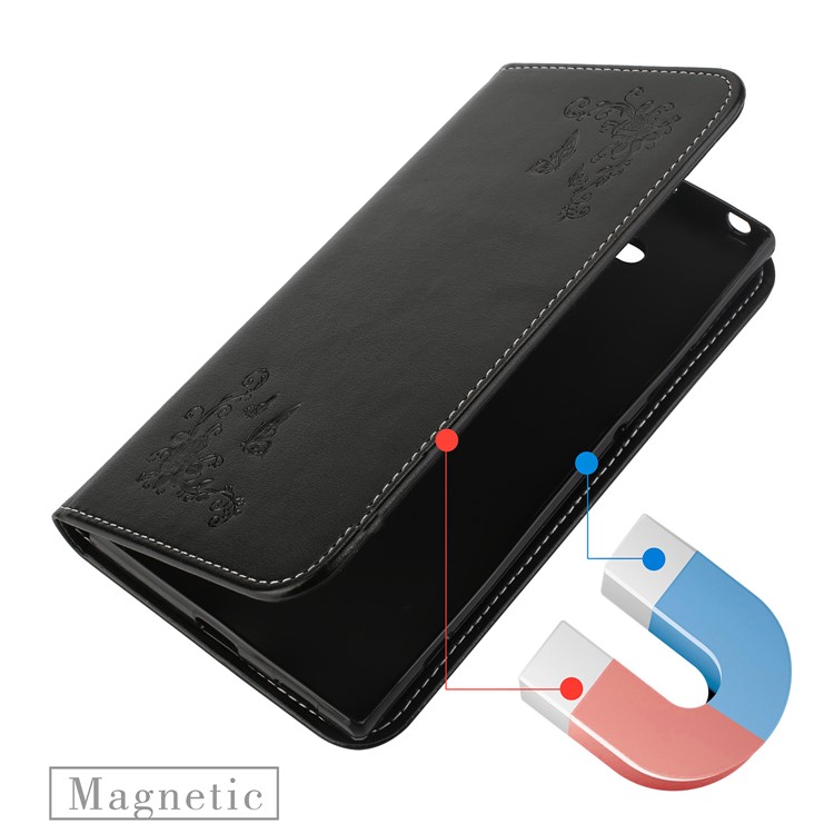 Imprint Butterfly Flower Auto-absorbed Leather Stand Case for Sony Xperia XA2 Ultra - Black-3