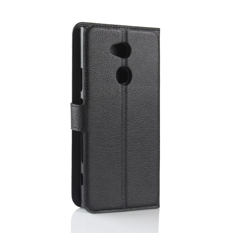 Litchi Grain Wallet Stand Leather Case for Sony Xperia XA2 Ultra - Black-6