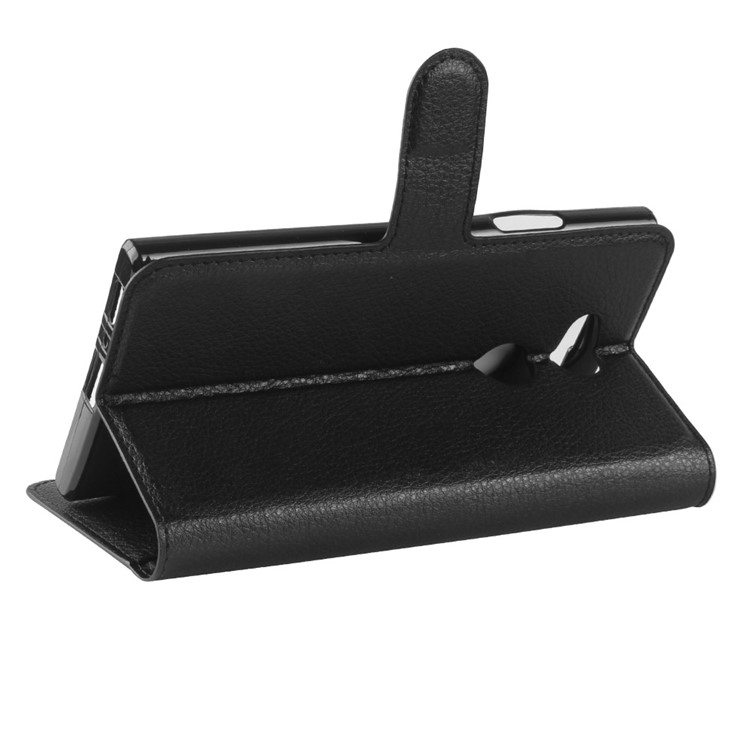 Litchi Texture PU Leather Wallet Stand Case for Sony Xperia L2 - Black-5