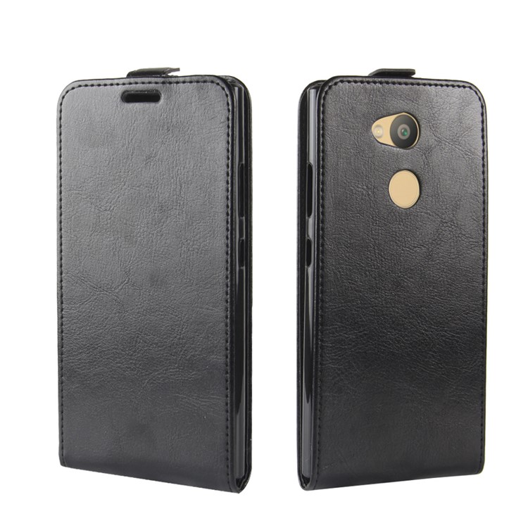 Crazy Horse Vertical Leather Card Holder Case for Sony Xperia L2 - Black-2