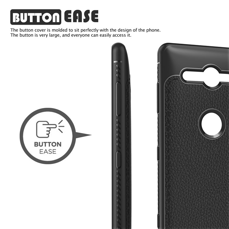 IVSO Gentry Series Leather Coated Soft TPU Casing for Sony Xperia XZ2 Compact - Black-2