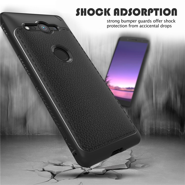 IVSO Gentry Series Leather Coated Soft TPU Casing for Sony Xperia XZ2 Compact - Black-3