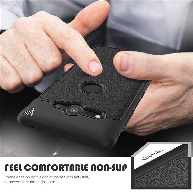 IVSO Gentry Series Leather Coated Soft TPU Casing for Sony Xperia XZ2 Compact - Black-6