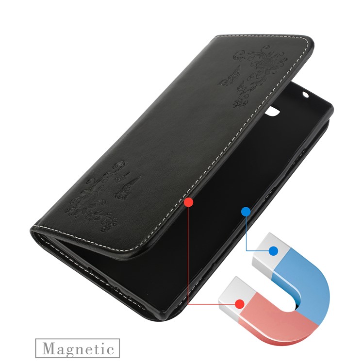 Auto-absorbed Imprint Butterfly Flower Leather Card Slots Case for Sony Xperia L2 - Black-3