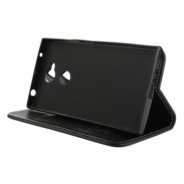 Auto-absorbed Imprint Butterfly Flower Leather Card Slots Case for Sony Xperia L2 - Black-4