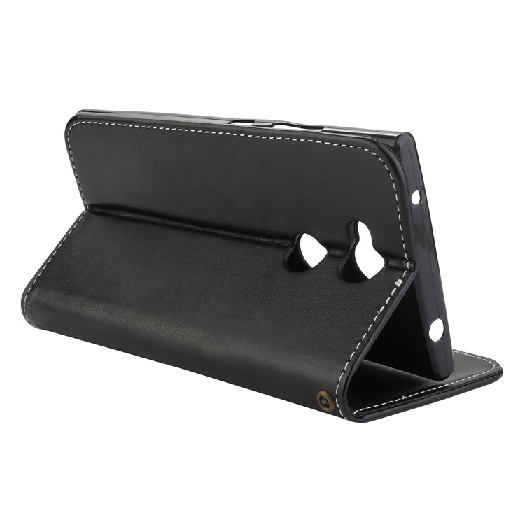 Auto-absorbed Imprint Butterfly Flower Leather Card Slots Case for Sony Xperia L2 - Black-5