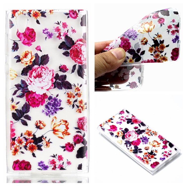 Pattern Printing Soft TPU Gel Case for Sony Xperia L1 - Peony-1