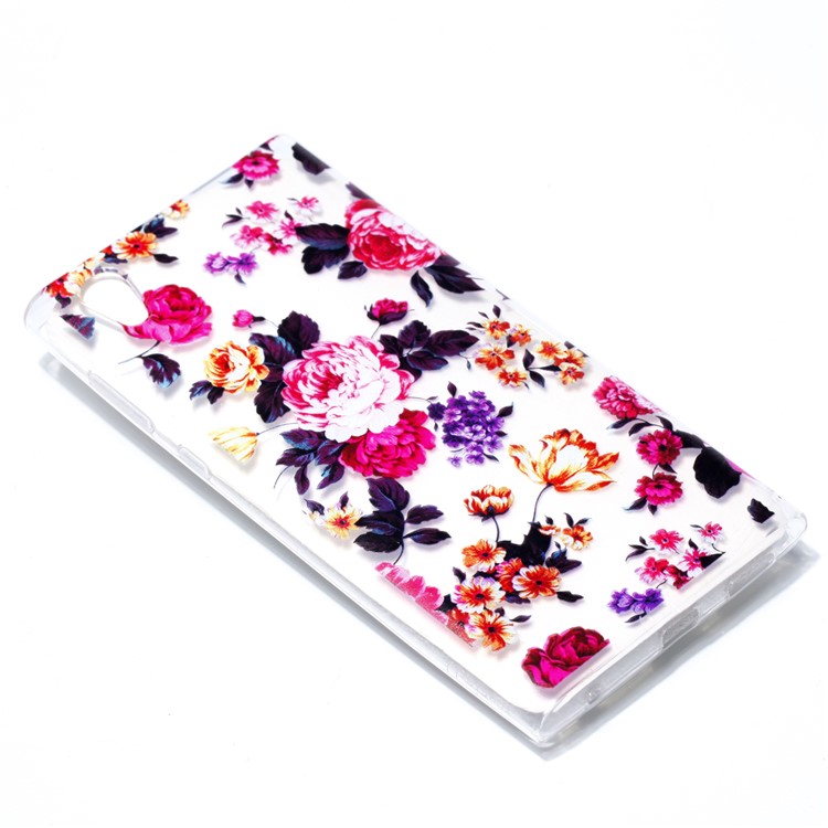 Pattern Printing Soft TPU Gel Case for Sony Xperia L1 - Peony-3