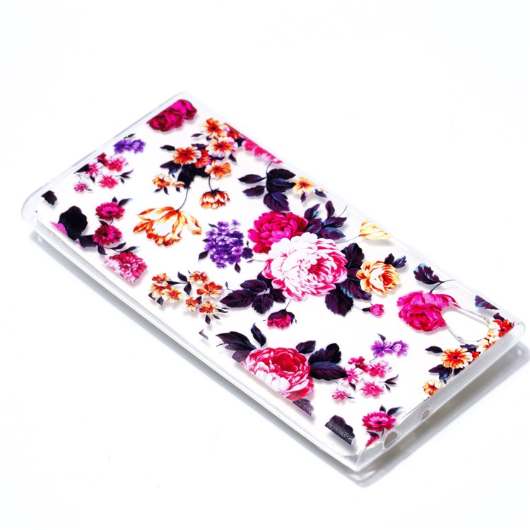 Pattern Printing Soft TPU Gel Case for Sony Xperia L1 - Peony-4