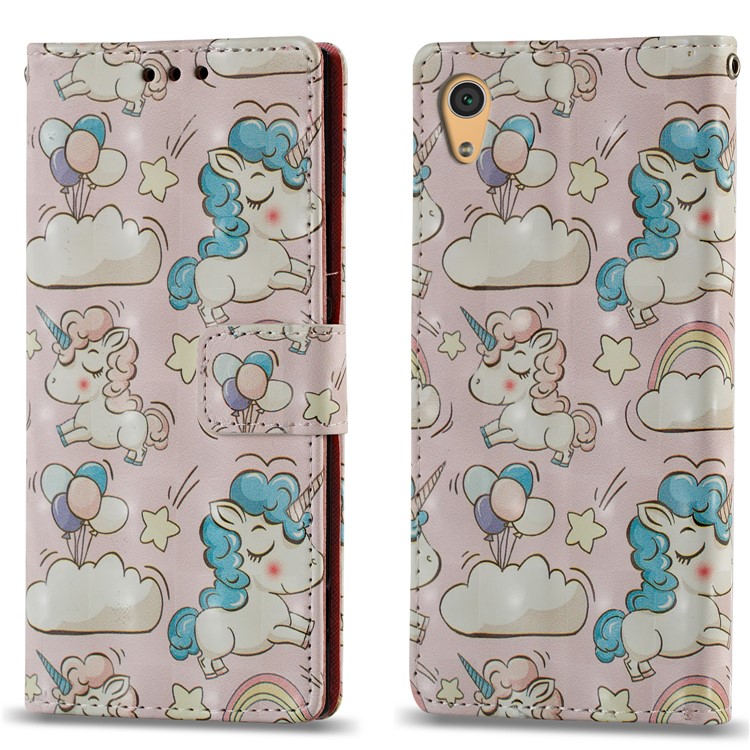 For Sony Xperia XA1 Patterned Leather Stand Wallet Cell Phone Case - Unicorns-4
