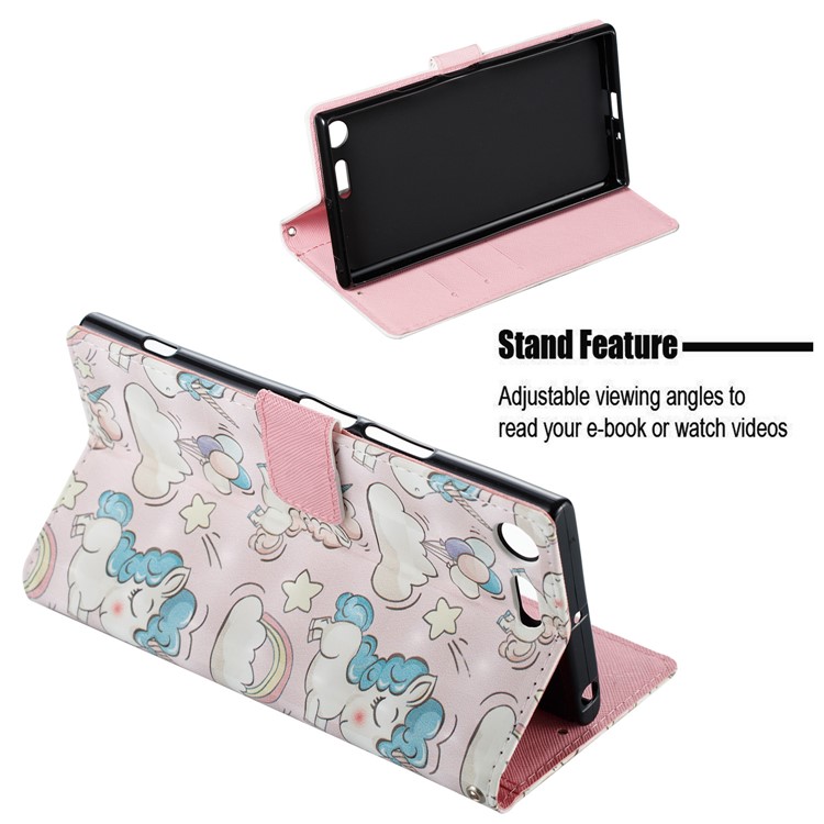 3D Pattern Printing Wallet Leather Case for Sony Xperia XZ Premium - Shy Unicorns-5