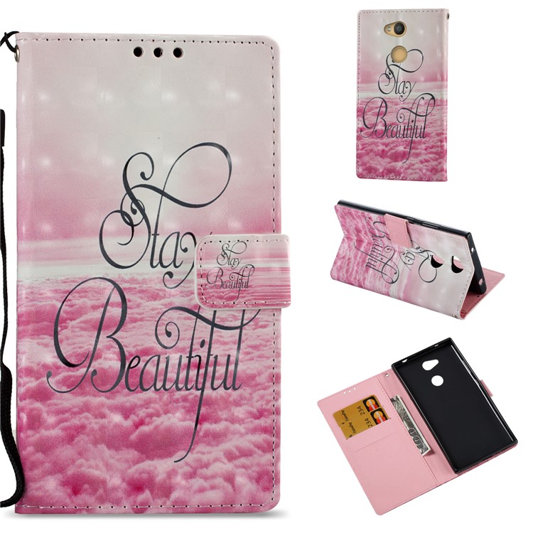 3D Pattern Printing Wallet Stand Leather Case for Sony Xperia L2 - Stay Beautiful-1