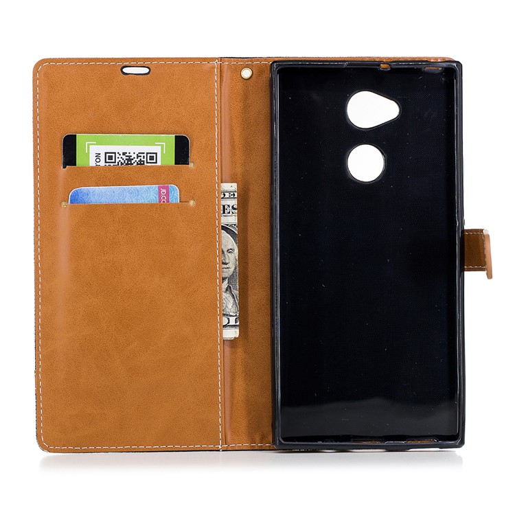 Assorted Color Jeans Cloth Wallet Leather Stand Case for Sony Xperia XA2 Ultra - Black-10