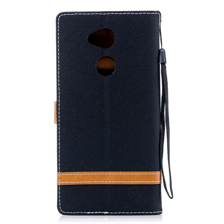 Assorted Color Jeans Cloth Wallet Leather Stand Case for Sony Xperia XA2 Ultra - Black-5