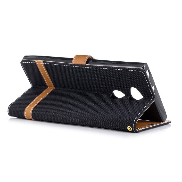 Assorted Color Jeans Cloth Wallet Leather Stand Case for Sony Xperia XA2 Ultra - Black-6