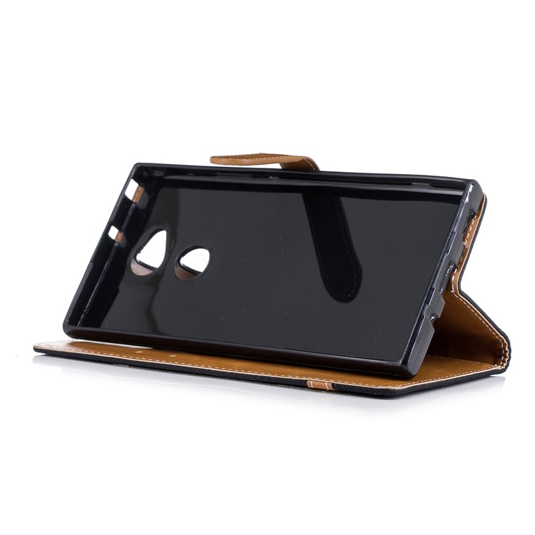 Assorted Color Jeans Cloth Wallet Leather Stand Case for Sony Xperia XA2 Ultra - Black-7