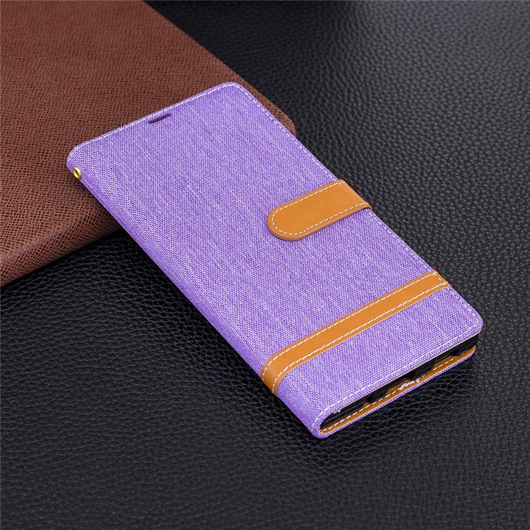 Assorted Color Jeans Cloth PU Leather Wallet Mobile Cover Shell for Sony Xperia XA2 Ultra - Purple-2