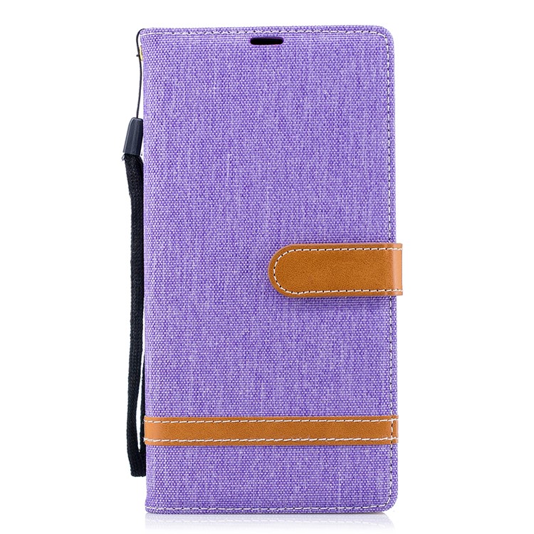 Assorted Color Jeans Cloth PU Leather Wallet Mobile Cover Shell for Sony Xperia XA2 Ultra - Purple-4