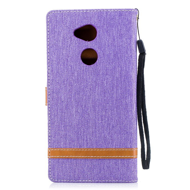 Assorted Color Jeans Cloth PU Leather Wallet Mobile Cover Shell for Sony Xperia XA2 Ultra - Purple-5