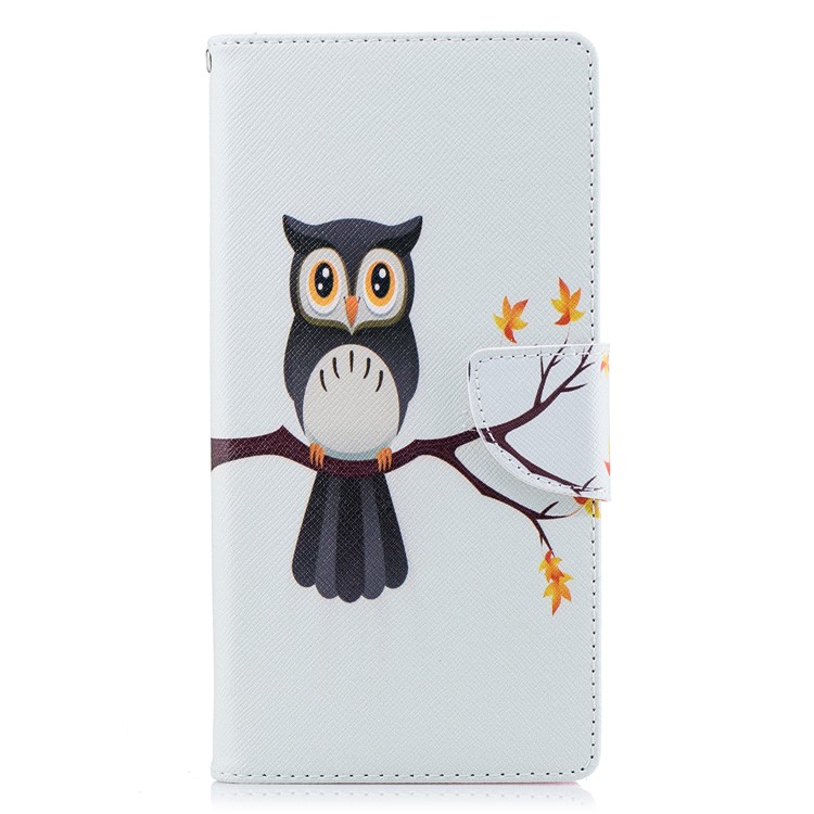 For Sony Xperia XA2 Ultra Patterned PU Leather Stand Wallet Case - An Owl Standing on Branch-2