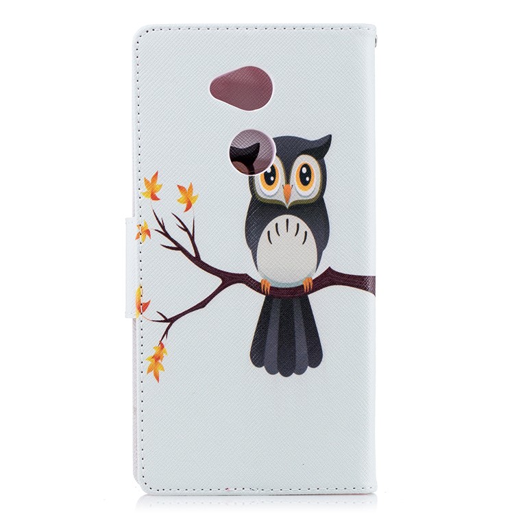 For Sony Xperia XA2 Ultra Patterned PU Leather Stand Wallet Case - An Owl Standing on Branch-3