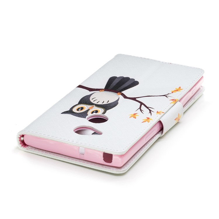 For Sony Xperia XA2 Ultra Patterned PU Leather Stand Wallet Case - An Owl Standing on Branch-7
