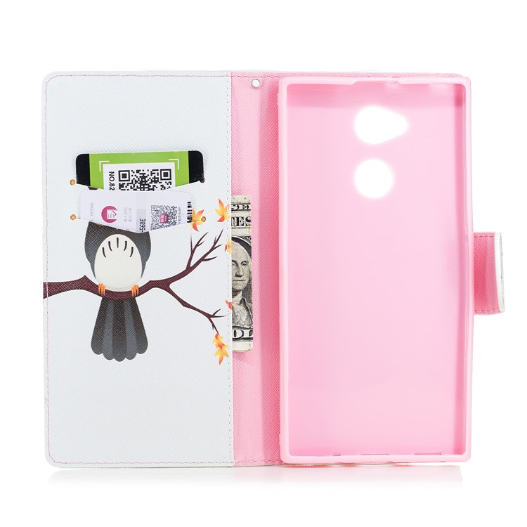 For Sony Xperia XA2 Ultra Patterned PU Leather Stand Wallet Case - An Owl Standing on Branch-8