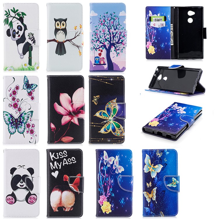 For Sony Xperia XA2 Ultra Patterned PU Leather Stand Wallet Case - An Owl Standing on Branch-9