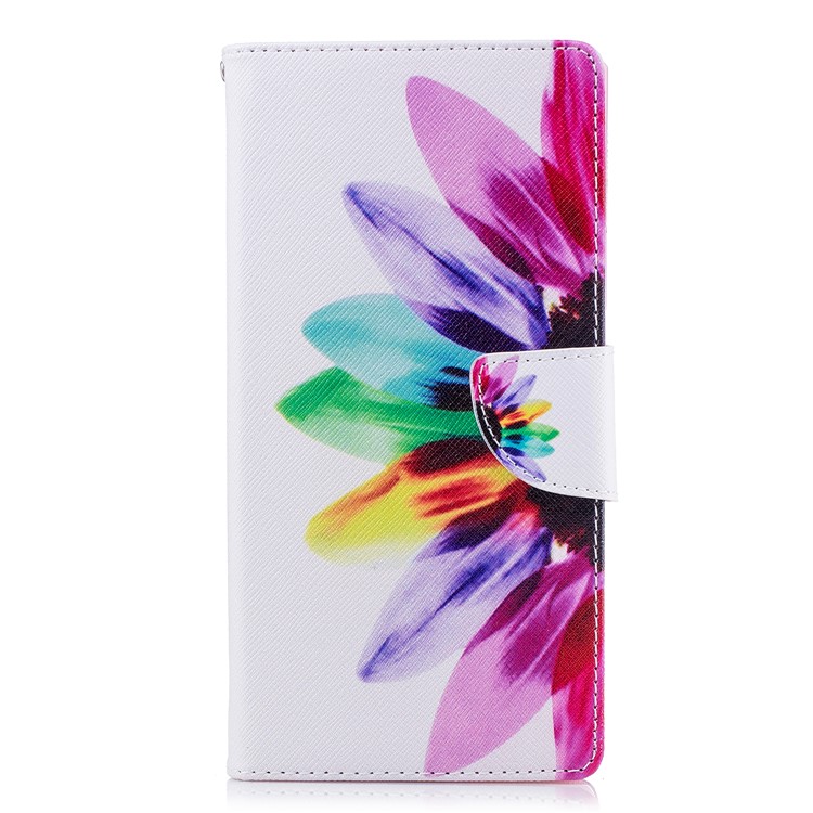 Pattern Printing PU Leather Wallet Protective Case for Sony Xperia XA2 Ultra - Colorful Petals-2
